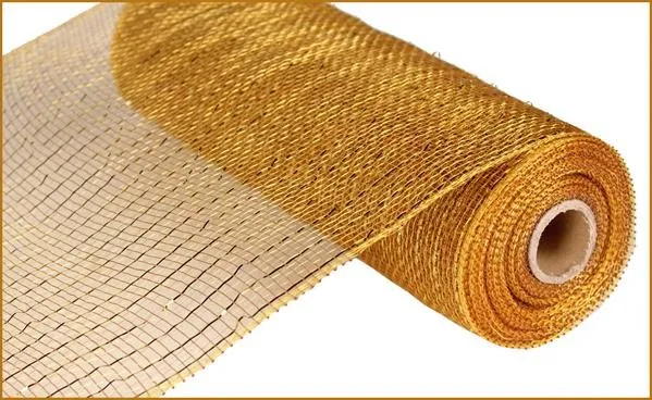 10" Deco Poly Mesh: Metallic Gold/Brown with Gold Foil