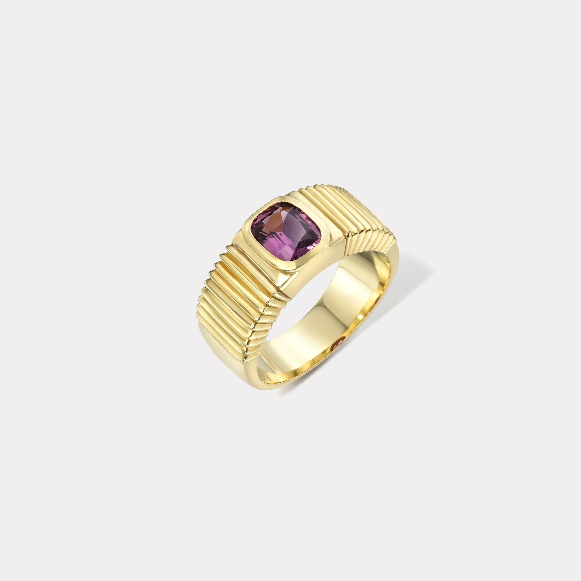 1.18ct Cushion Bubblegum Sapphire Pleated Solitaire Band