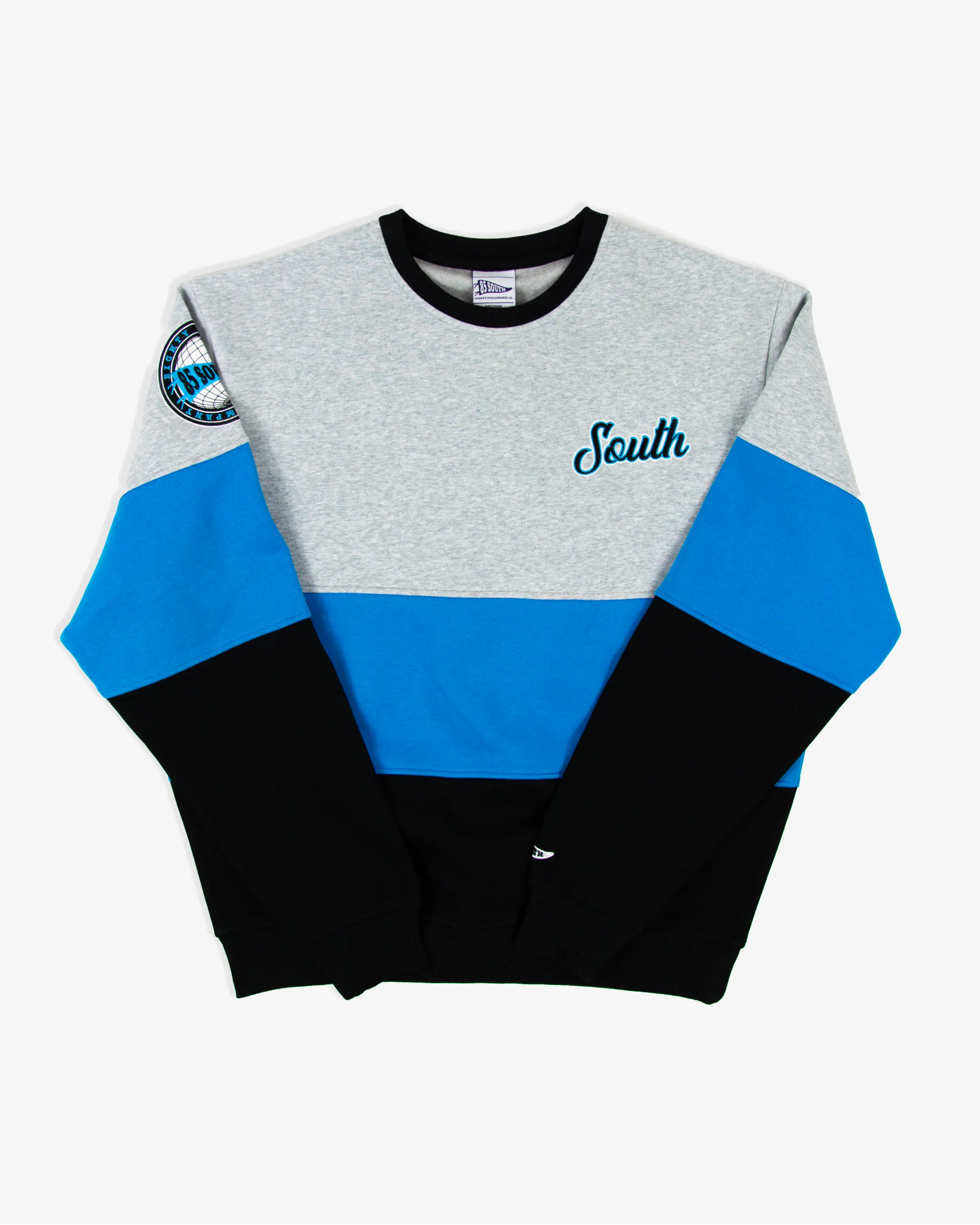 85 South Racing Color Block Crewneck - Baby Blue Jay
