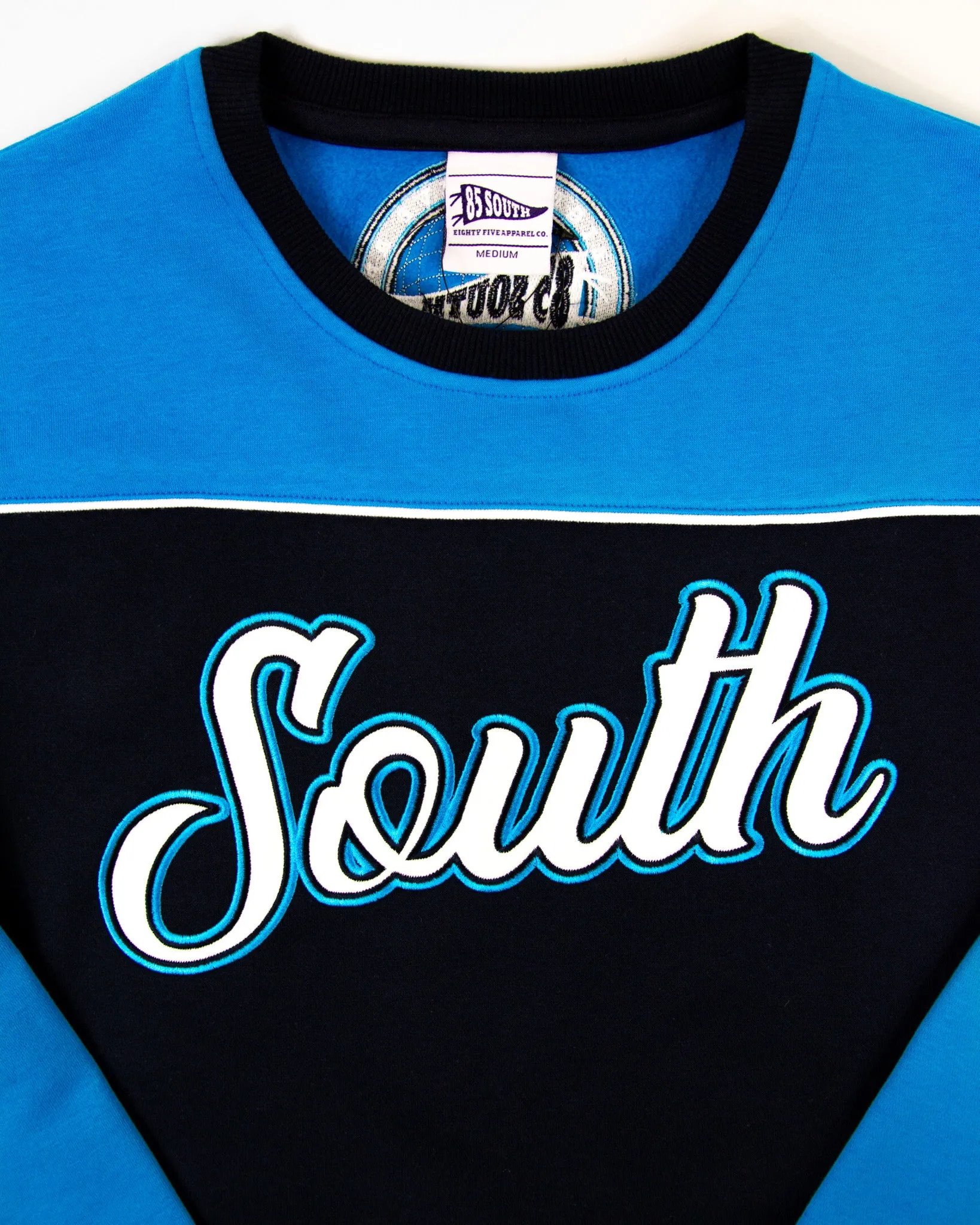 85 South UNC Crewneck - Navy/White/Baby Blue Jay