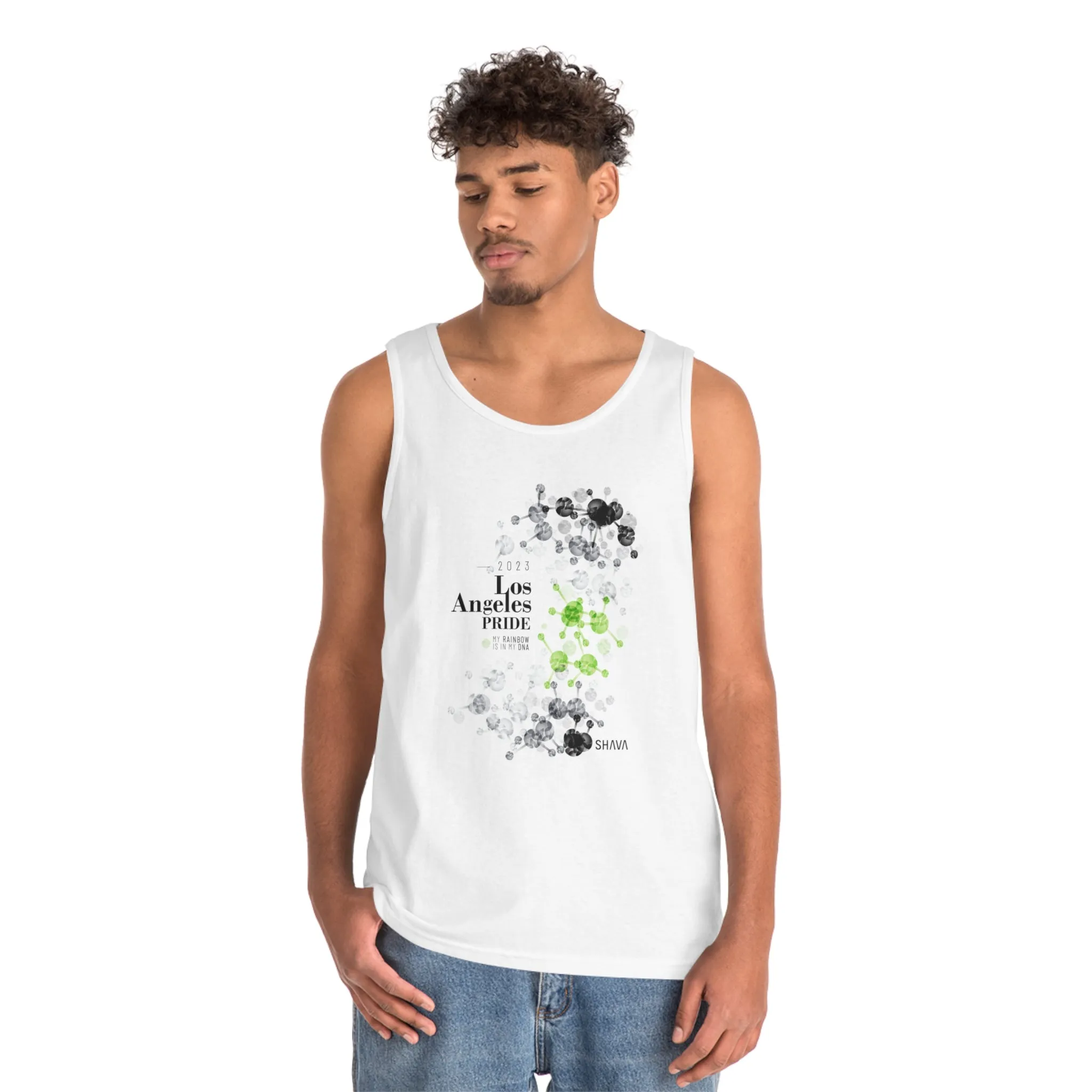 Agender Flag Los Angeles Pride Heavy Cotton Tank Top Unisex Size - My Rainbow Is In My DNA
