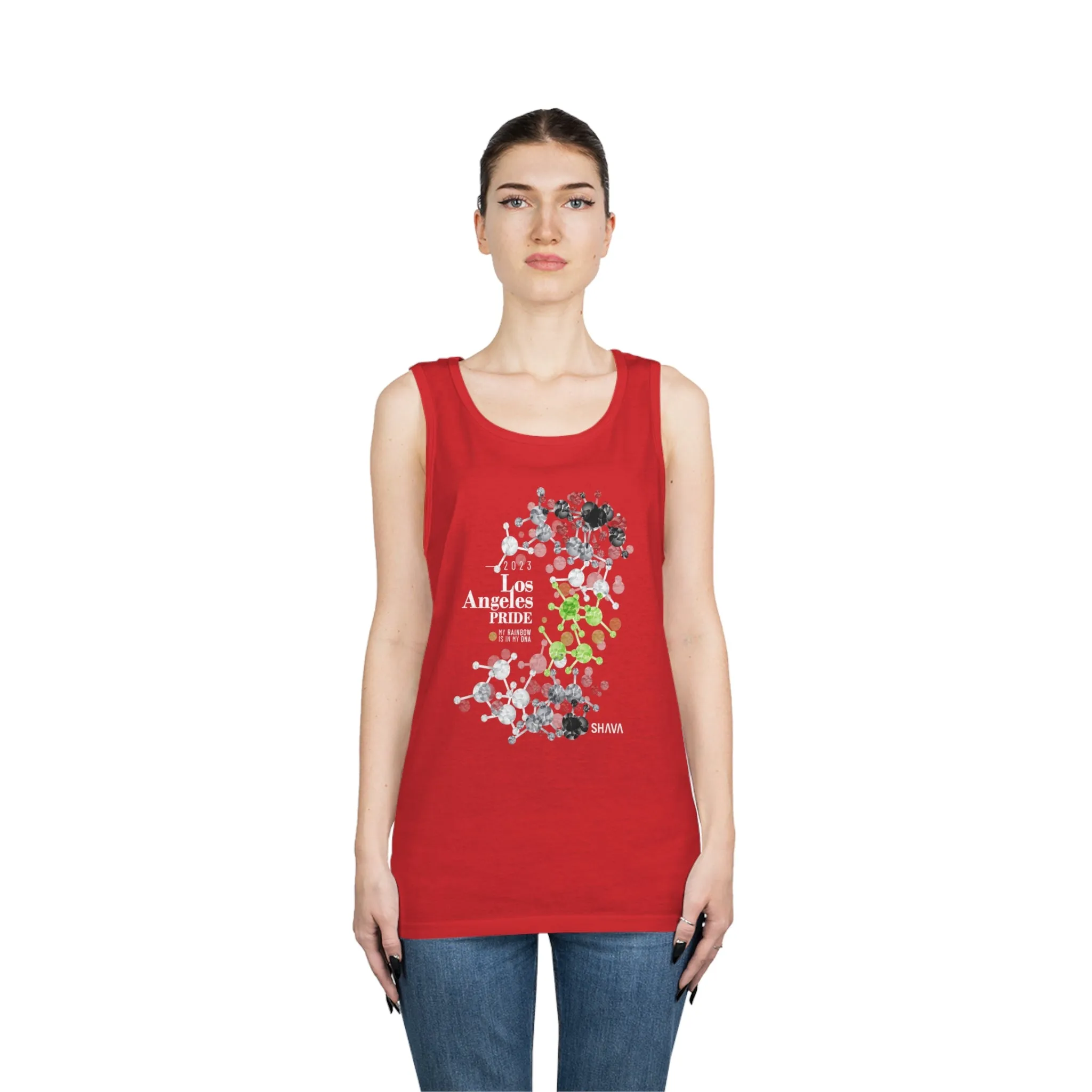 Agender Flag Los Angeles Pride Heavy Cotton Tank Top Unisex Size - My Rainbow Is In My DNA