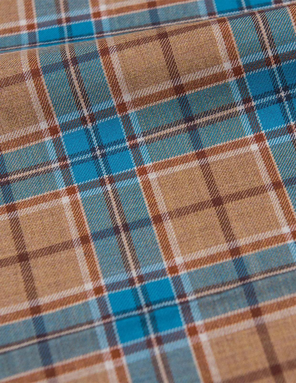 Azure Blue and Brown Flannel Plaid
