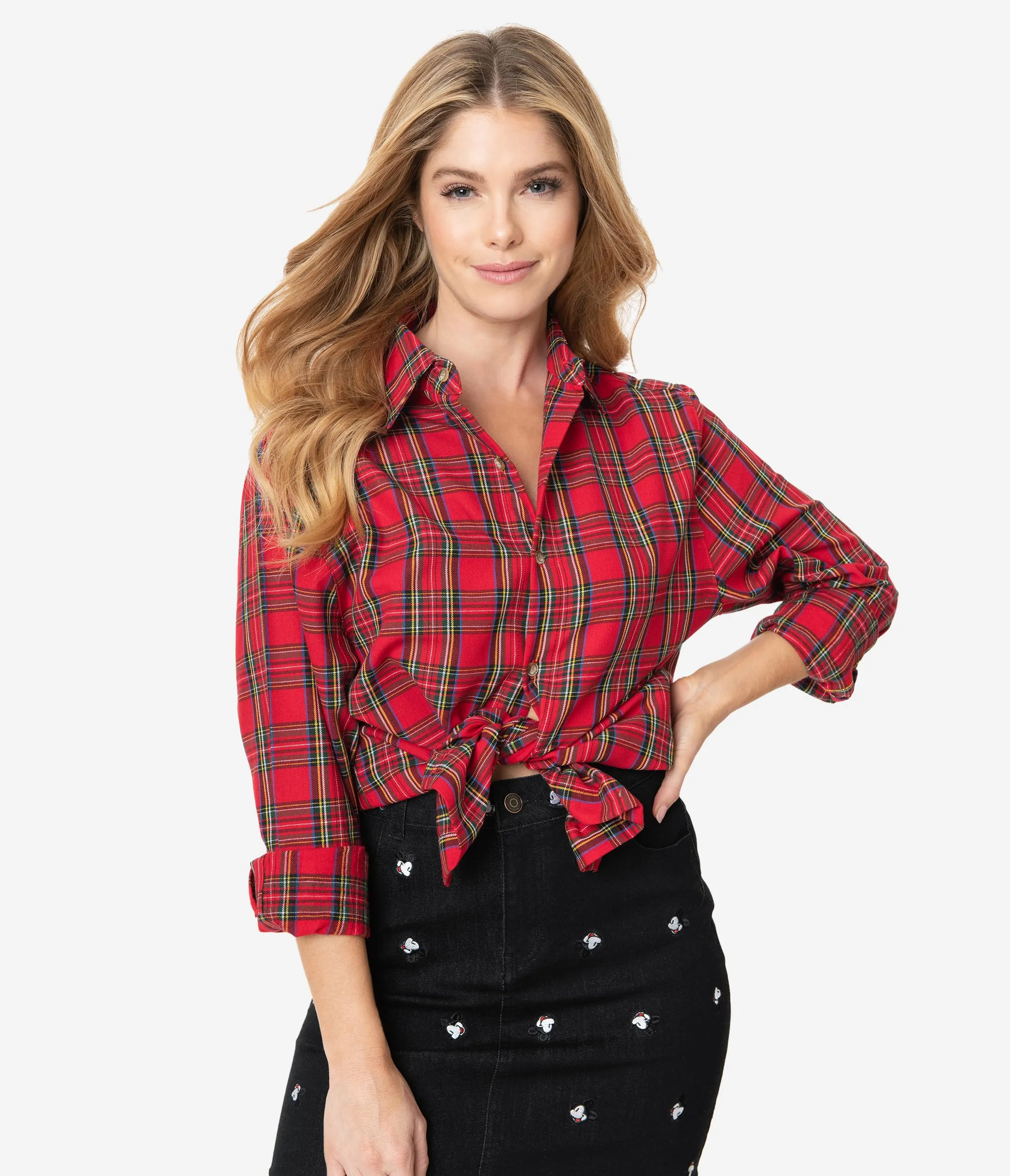 Cakeworthy Red Plaid Mickey Flannel