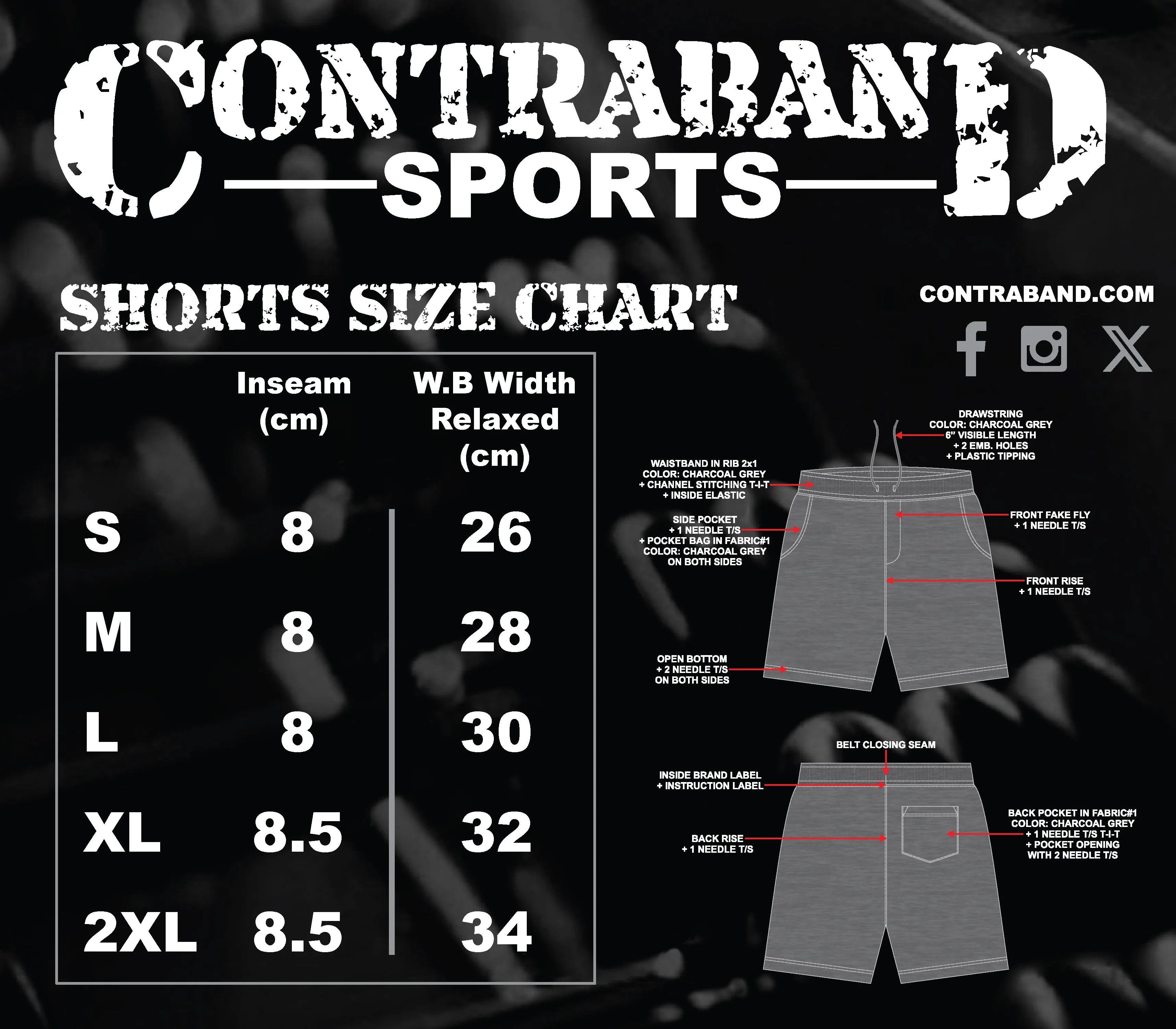Contraband Sports 119 Midweight 8in Inseam Fleece Sweat Shorts