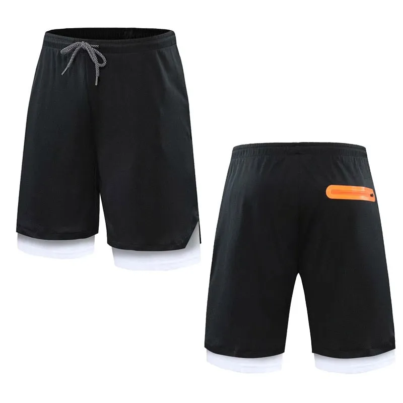 Gym Men's Sports Shorts 2 in 1 Safety Pocket Sexy Running Knickers Male Double Layer Breathable Fitness Training Pants