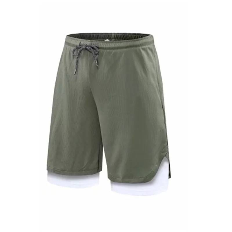 Gym Men's Sports Shorts 2 in 1 Safety Pocket Sexy Running Knickers Male Double Layer Breathable Fitness Training Pants