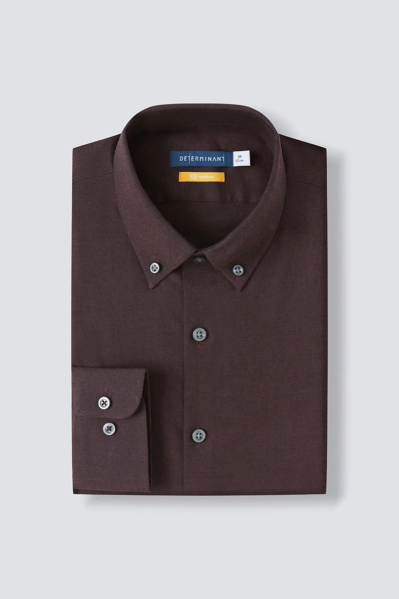 HeatGuard Flannel Button-Down Smart Shirt  | Brown BRE102