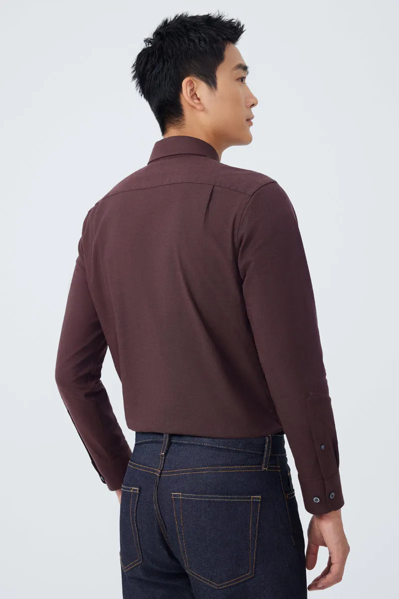HeatGuard Flannel Button-Down Smart Shirt  | Brown BRE102