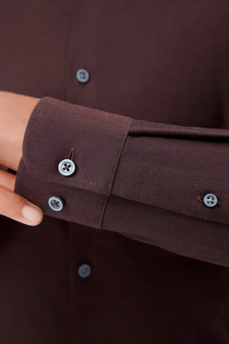 HeatGuard Flannel Button-Down Smart Shirt  | Brown BRE102