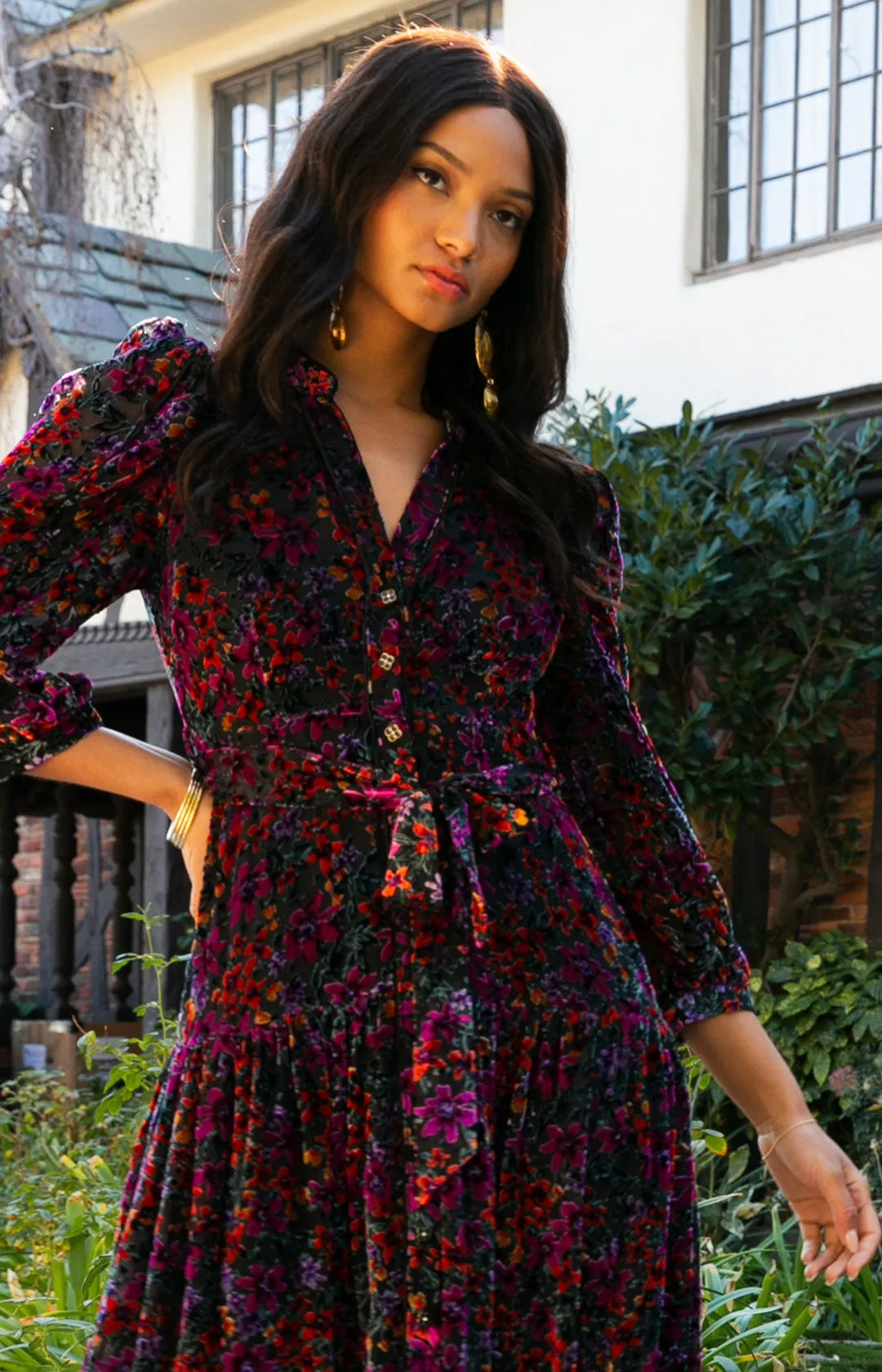Heloise Velvet Burnout Maxi Dress