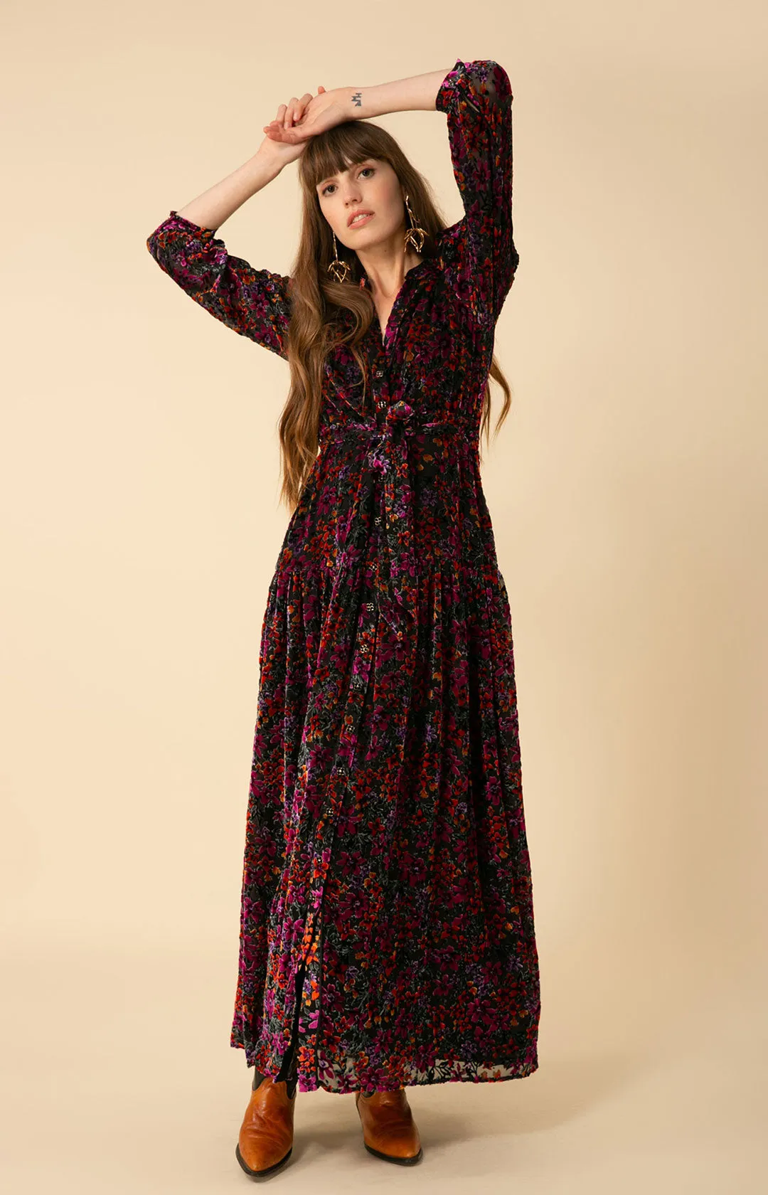 Heloise Velvet Burnout Maxi Dress
