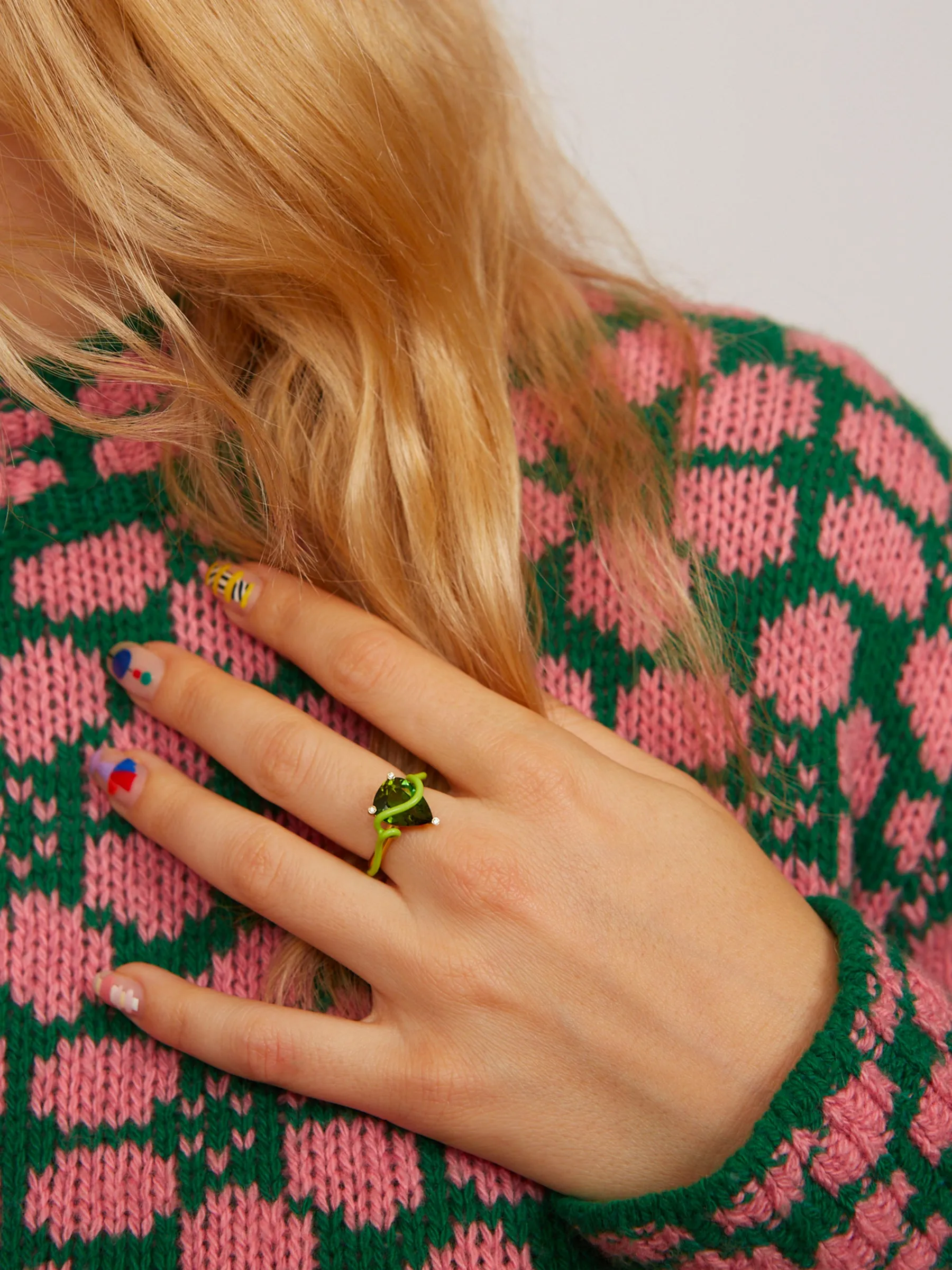 HERMIONE RING IN LIME GREEN WITH TOURMALINE