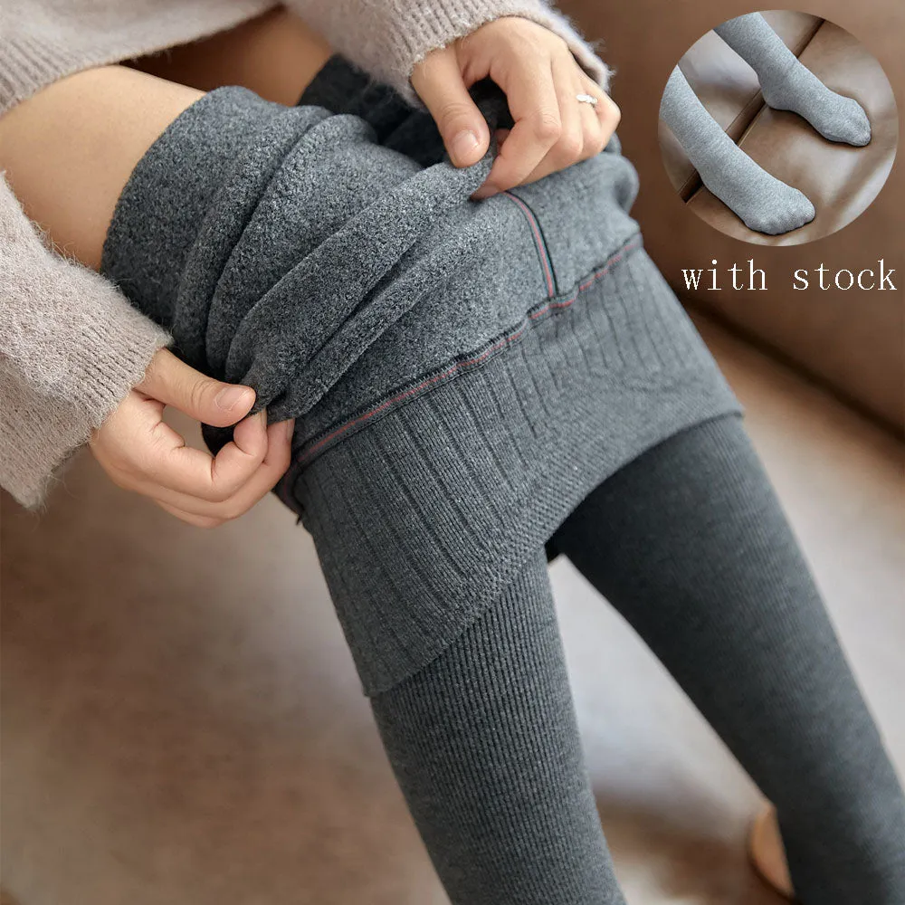 High Waist Warm Striped Leggings – Winter-Ready, Hip-Lifting & Stretch Fit"
