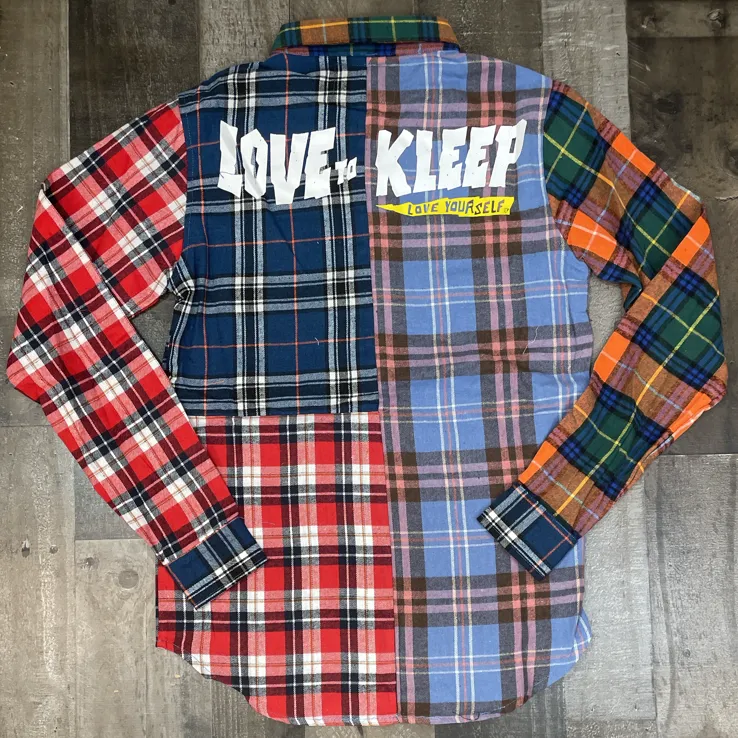 Kleep- flannel shirt w/heavy patch works (blue)