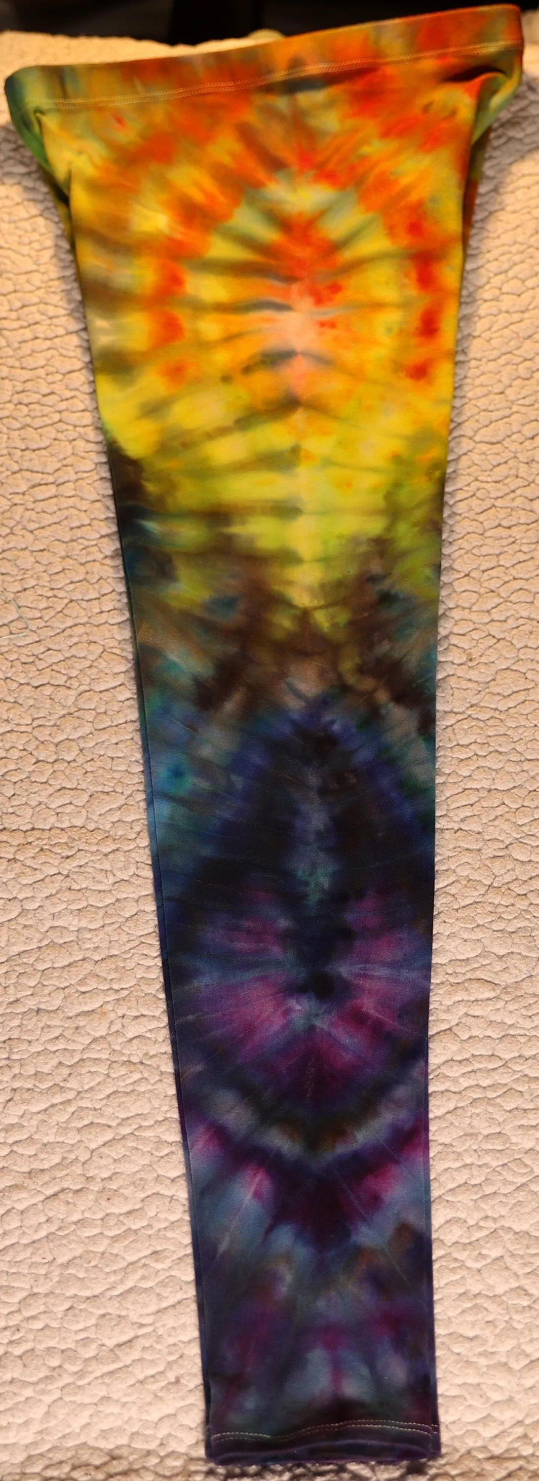 Large Wig Wag Type Ice Dye Tie Dye on Royal Apparel Cotton/Spandex Leggings