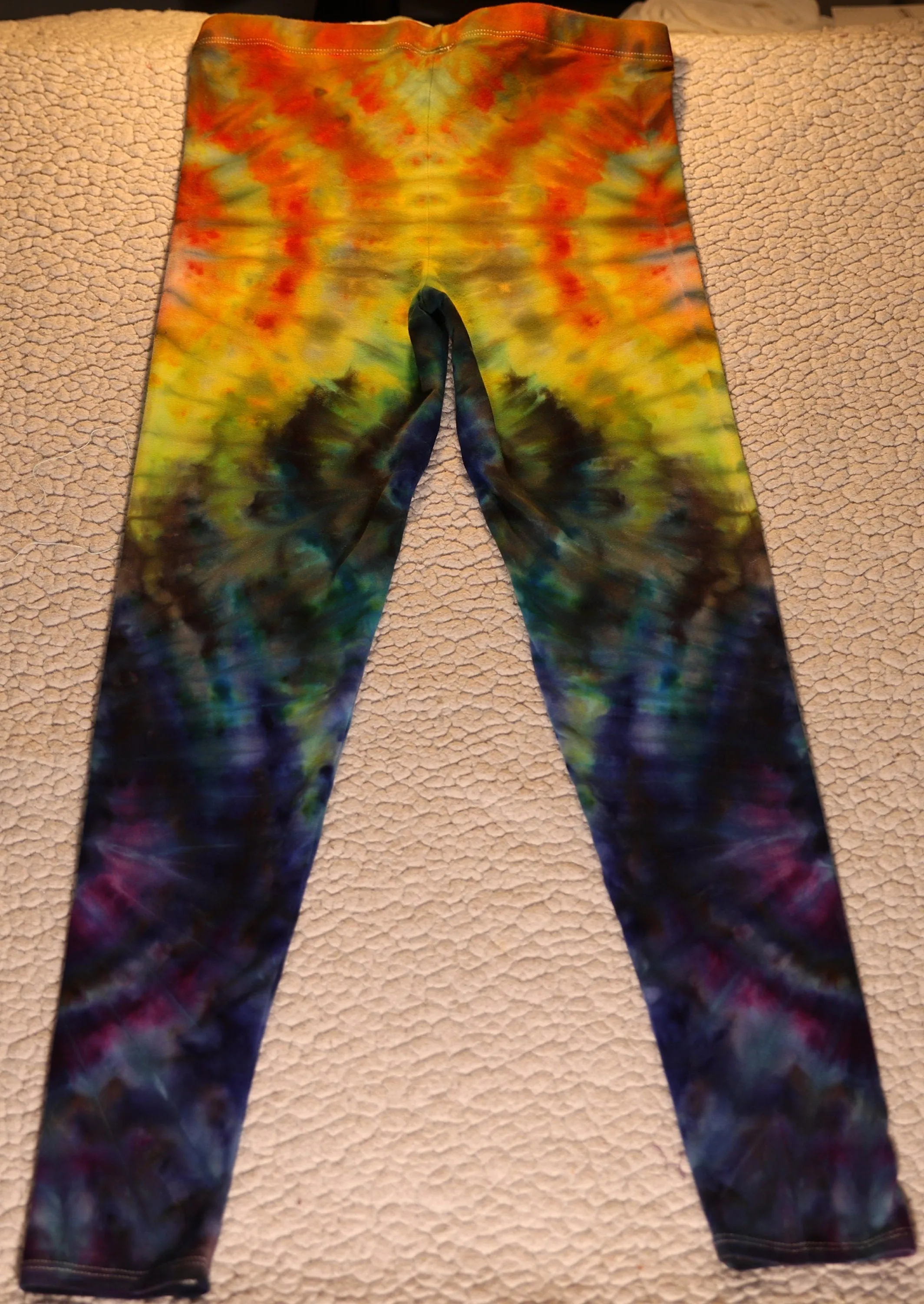 Large Wig Wag Type Ice Dye Tie Dye on Royal Apparel Cotton/Spandex Leggings