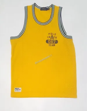 Nwt Polo Ralph Lauren Yellow Track Team 07 Logo Mesh Tank Top