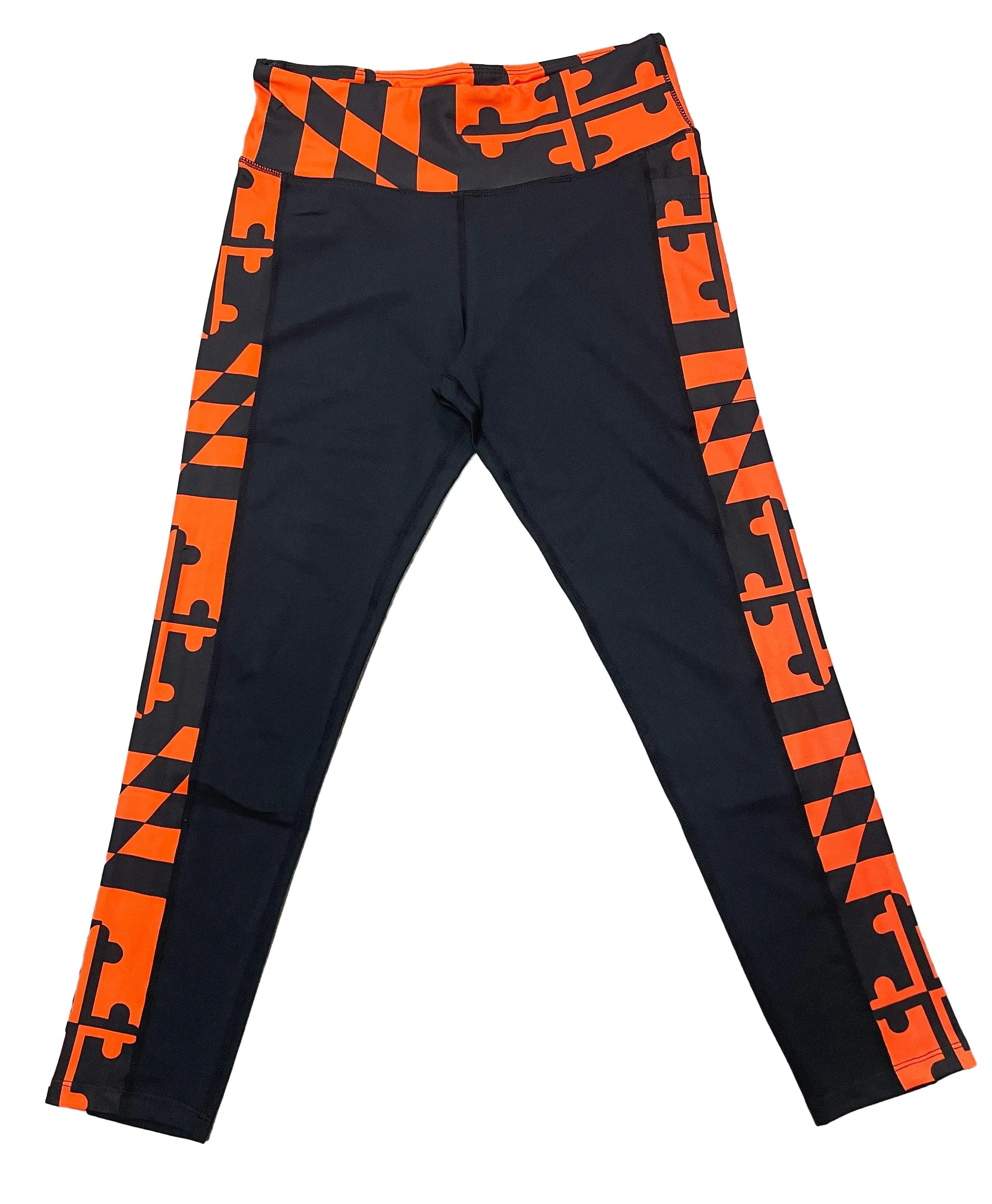 Orange & Black Maryland Flag / Yoga Leggings