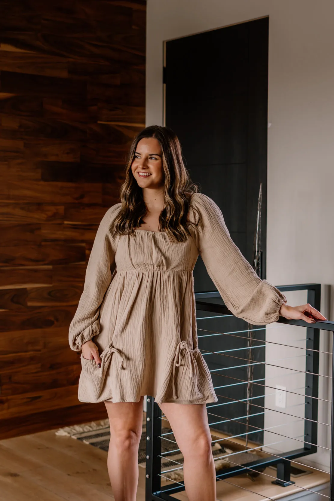 Palmer Tiered Mini Dress | Taupe