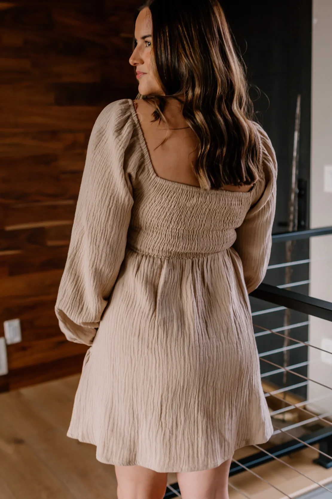 Palmer Tiered Mini Dress | Taupe