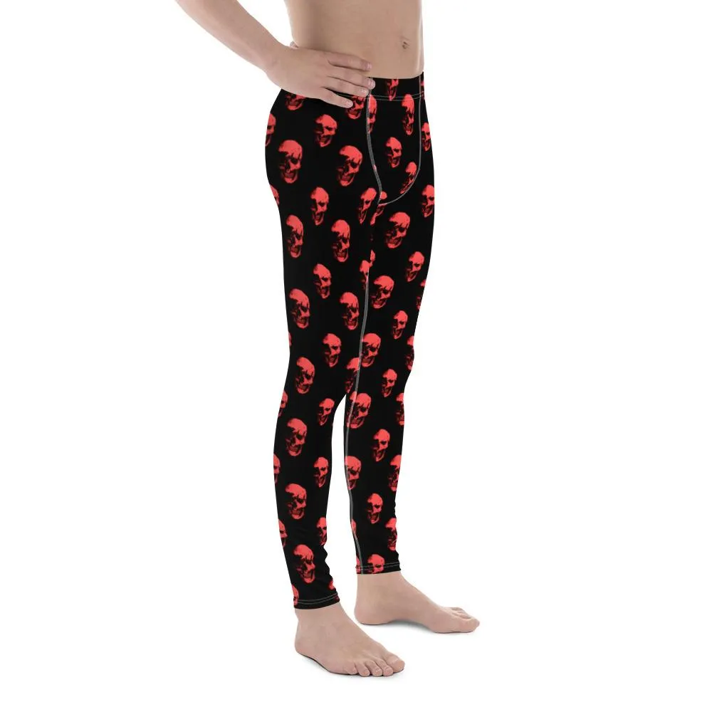 Polka Red Skulls by Robert Bowen Men's Leggings