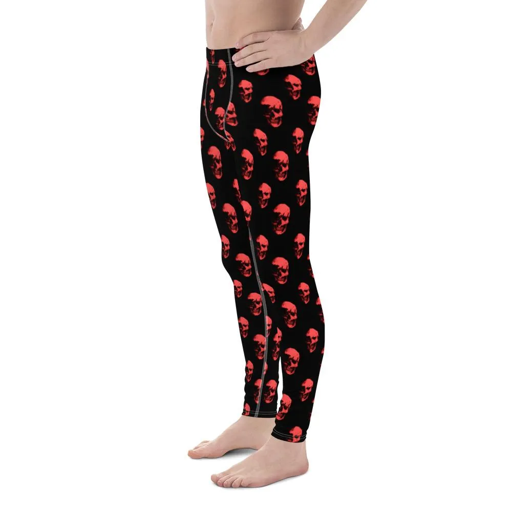 Polka Red Skulls by Robert Bowen Men's Leggings