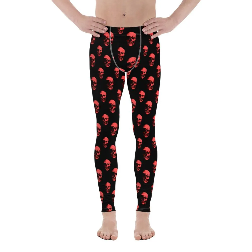 Polka Red Skulls by Robert Bowen Men's Leggings