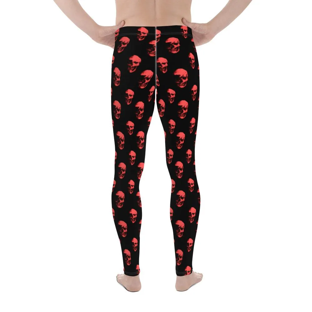 Polka Red Skulls by Robert Bowen Men's Leggings