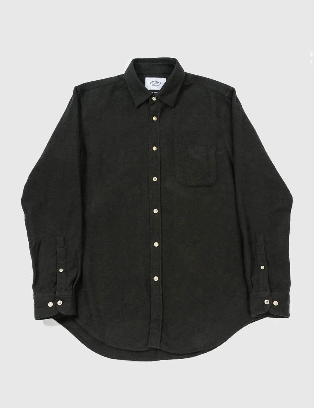 Green Portuguese Flannel Teca Shirt - Soft Textured Fabric