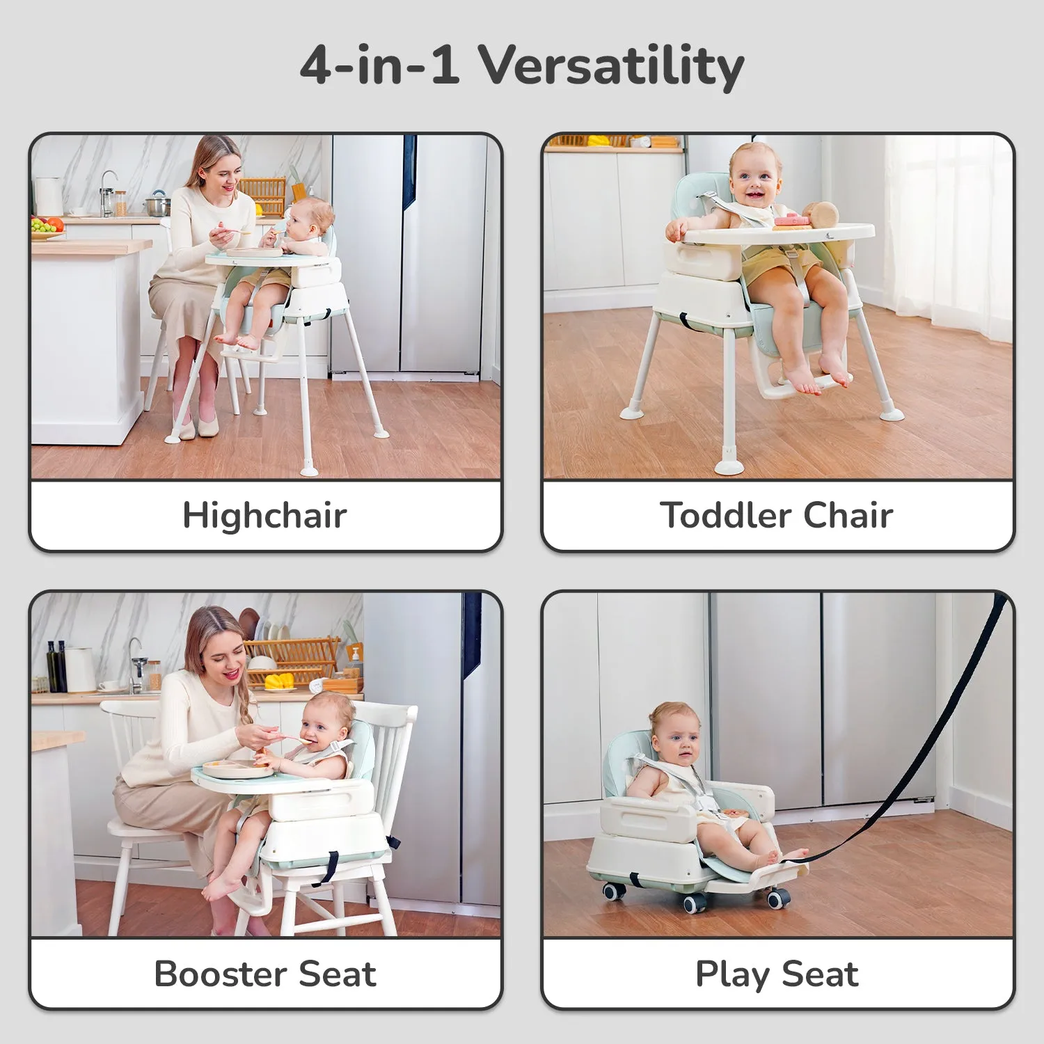 R for Rabbit Sea Green Truffle Premium High Chair for Kids