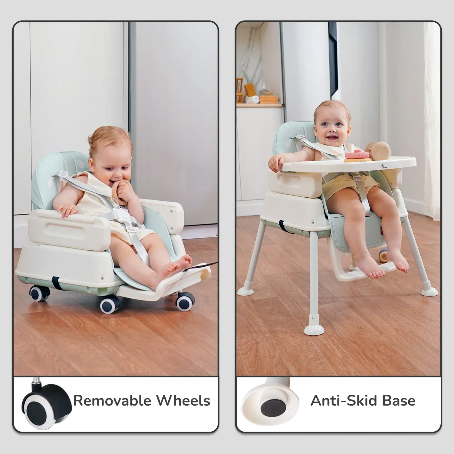 R for Rabbit Sea Green Truffle Premium High Chair for Kids
