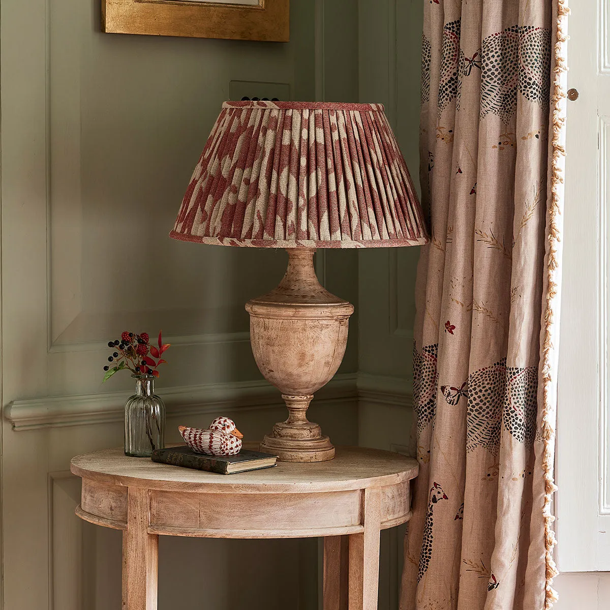 Red Sacha 16&quot; Pleated Linen Lampshade