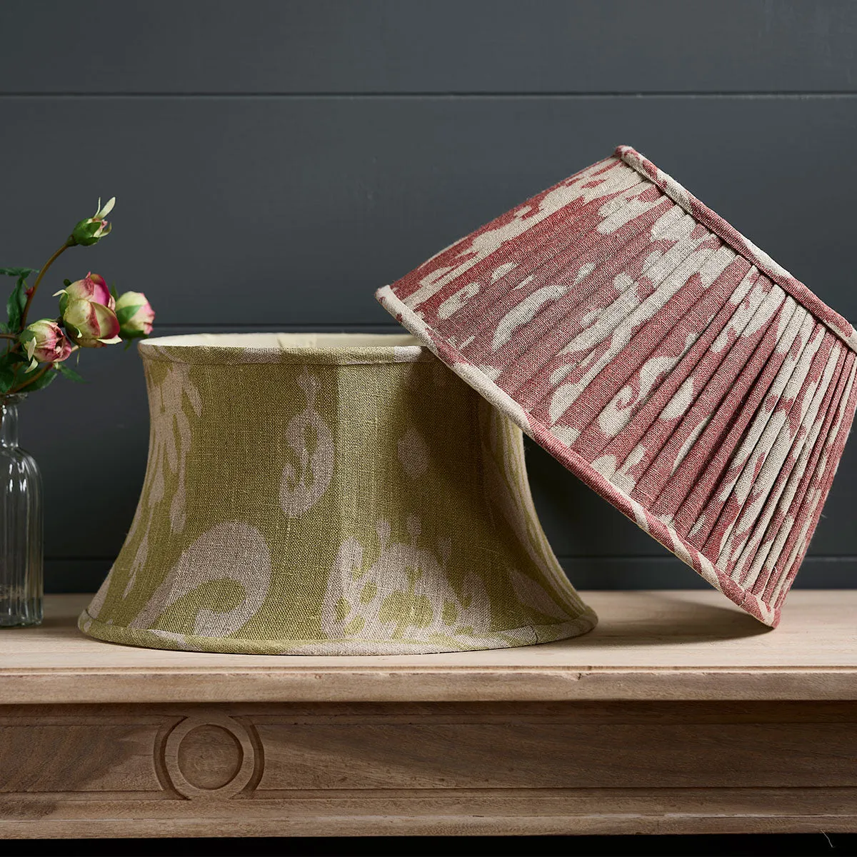 Red Sacha 16&quot; Pleated Linen Lampshade