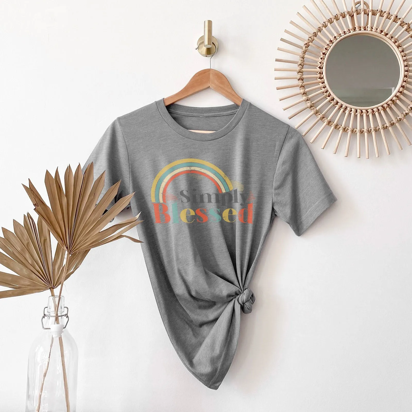 Retro Simply Blessed Tee Shirts For Women - Christian Shirts for Women - Religious Tee Shirts