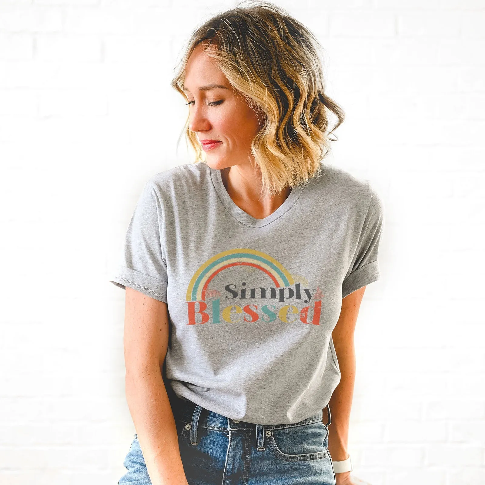 Retro Simply Blessed Tee Shirts For Women - Christian Shirts for Women - Religious Tee Shirts
