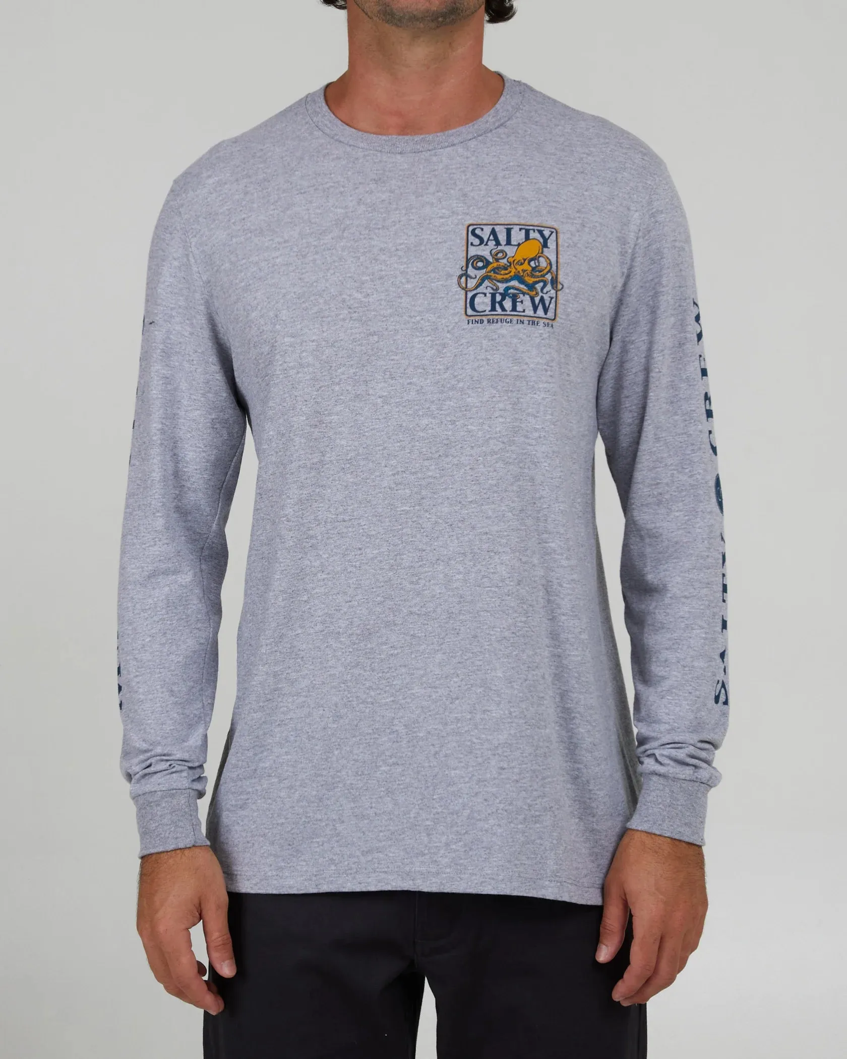 Salty Crew Ink Slinger Athletic Heather L/S Standard Tee - ATHLETIC HEATHER