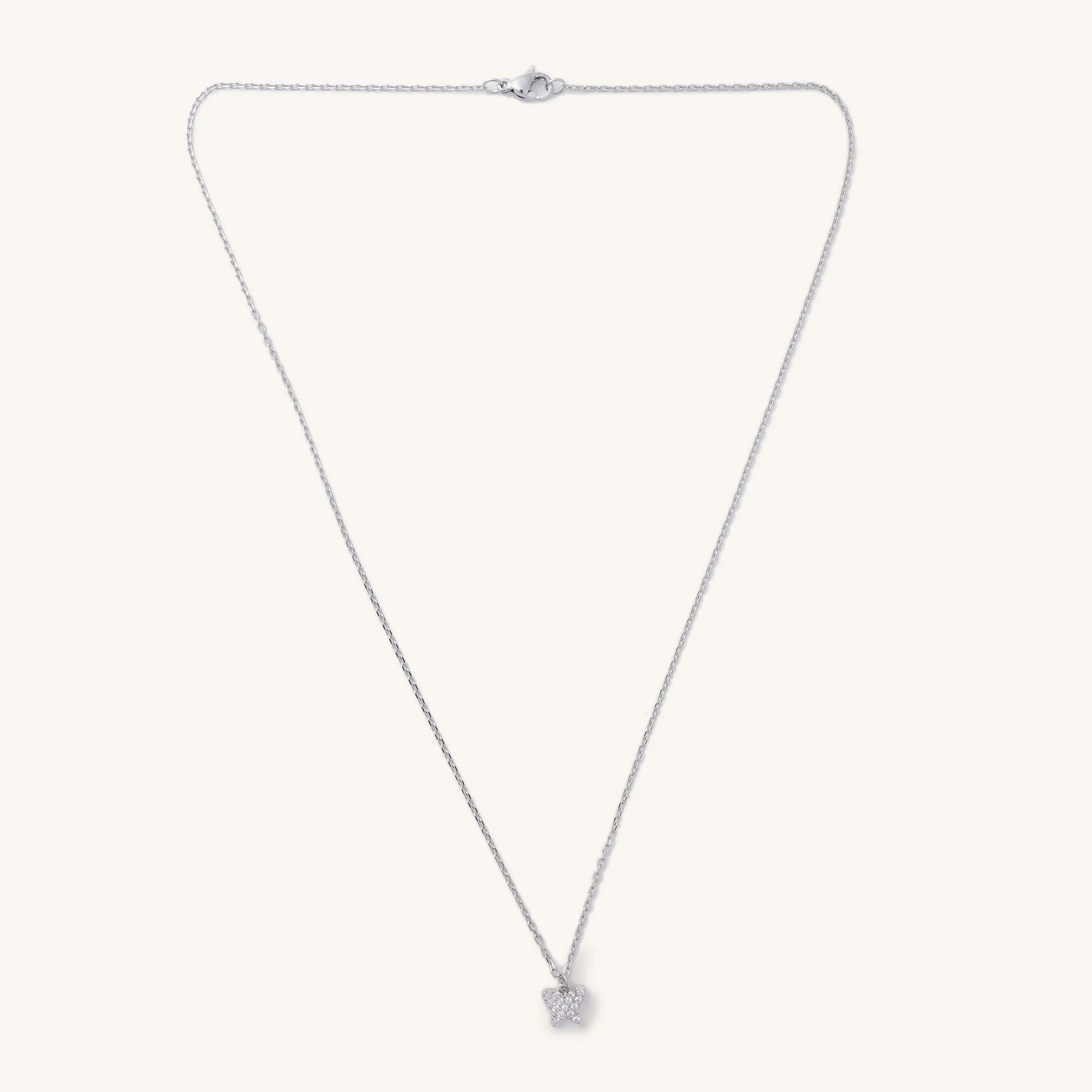 Silver Crystal Butterfly Necklace
