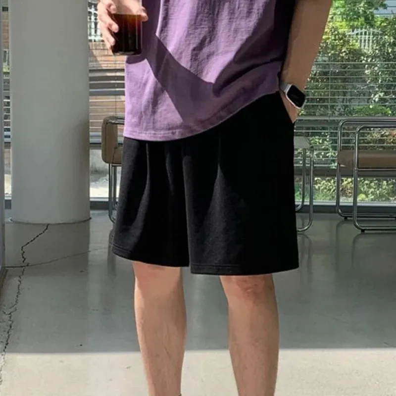Summer Men's Casual Shorts Simple Straight Trend Fashion Loose Male Pants Korean Style Elastic Waist 9C5635
