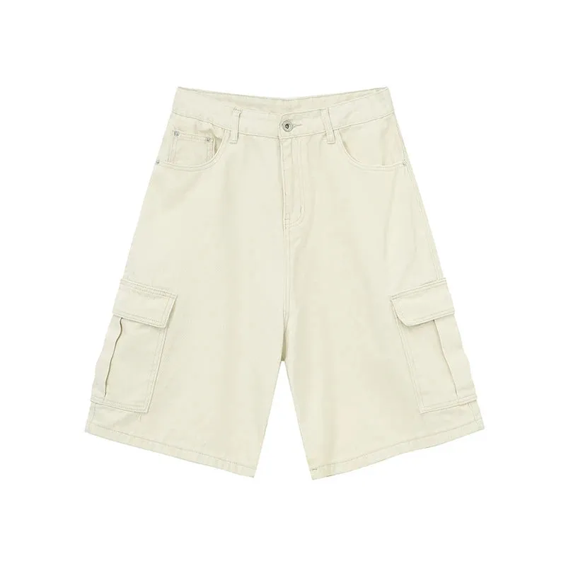 Summer Stylish Men's Denim Shorts Casual Loose Straight Male Jeans American Multicolor Bottoms Overalls 9C6402