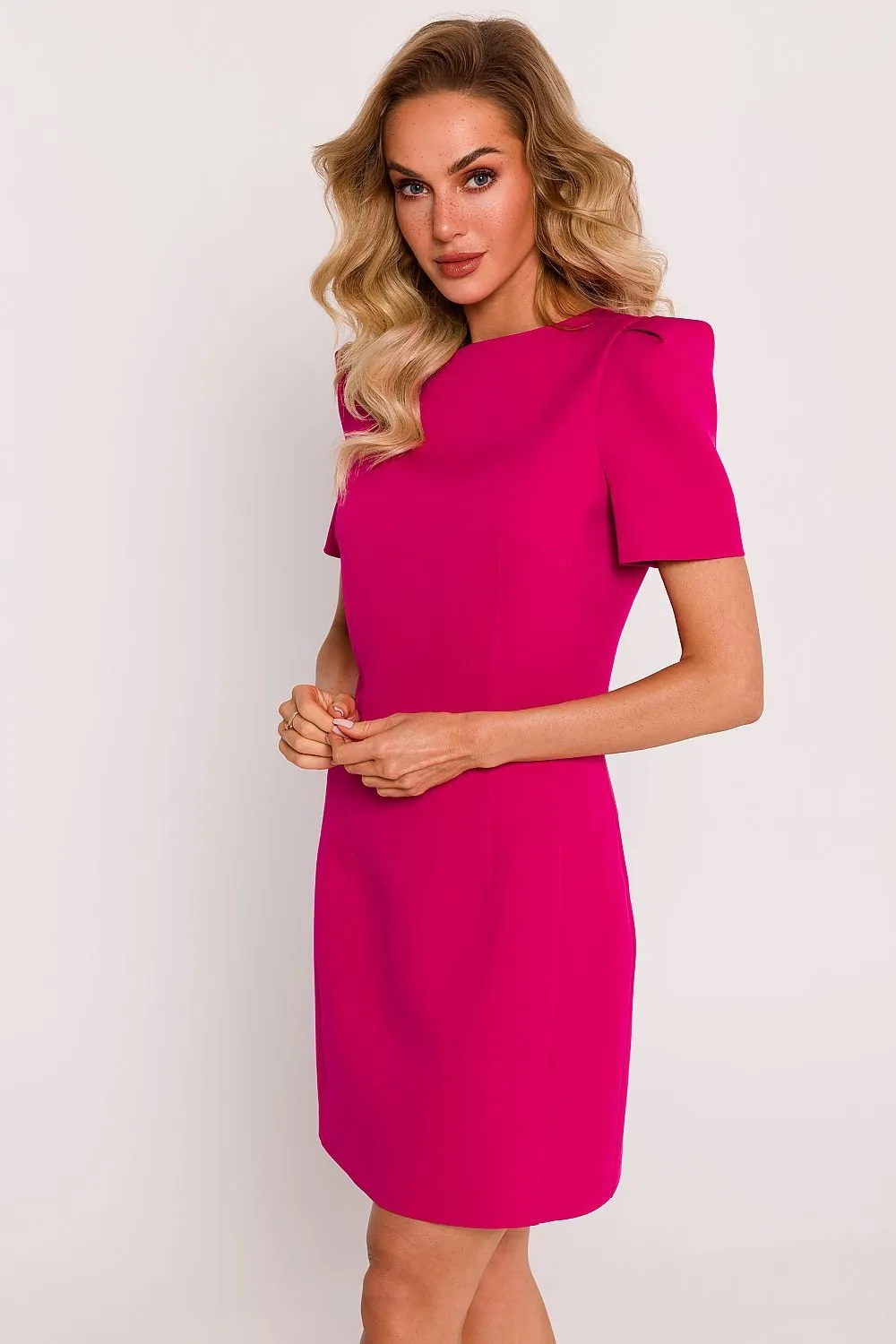 TEEK - Pleated Shrug Shoulder Dress
