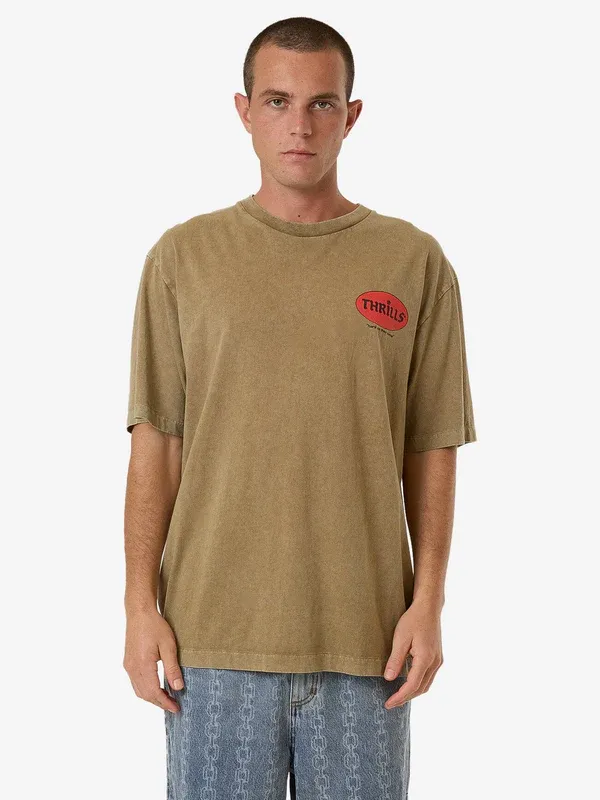 THRILLS HARD AS THEY COME OVERSIZE FIT TEE - BREEN